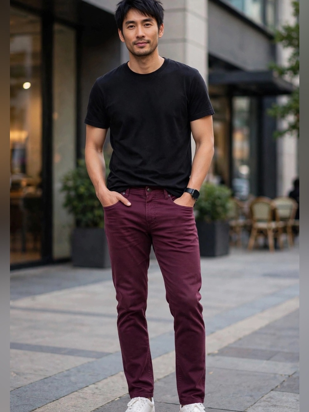 Buffalo David Bitton Mens 40x30 Burgundy Straight Leg Jeans Stretch Maroon